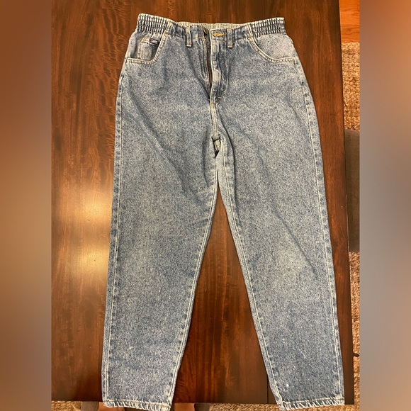 Vintage 80s Lee Relaxed Rider Jeans Tapered Bottom Sz 12P - Picture 2 of 14